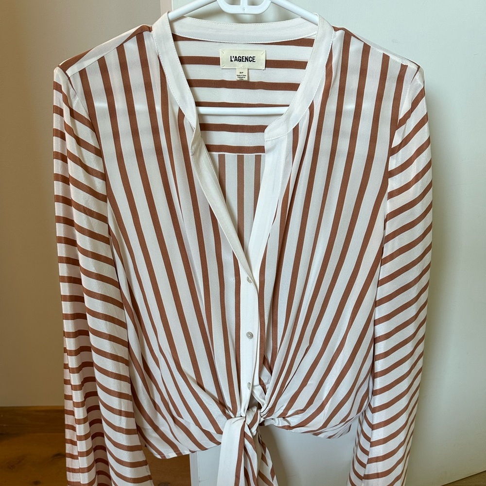 L’Agence silk stripe top